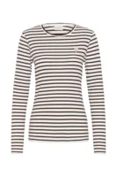 Langærmet T-Shirt - Liddy - Stribet Bordeaux/Hvid - KAFFE