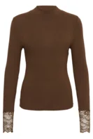 Langærmet T-shirt - KAomi - Brun - KAFFE