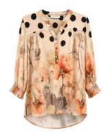 Bluse - 9909 - Beige/Rød - Vanting