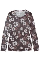 Bluse mesh - Hedda - Blomsteret Brun/sand - ZE-ZE