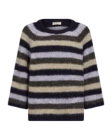 Pullover - Strik - FQgrslulu - Stribet Lilla/Sand - FREEQUENT