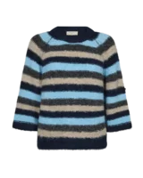 Pullover - Strik - FQgrslulu - Stribet Blå/Sand - FREEQUENT