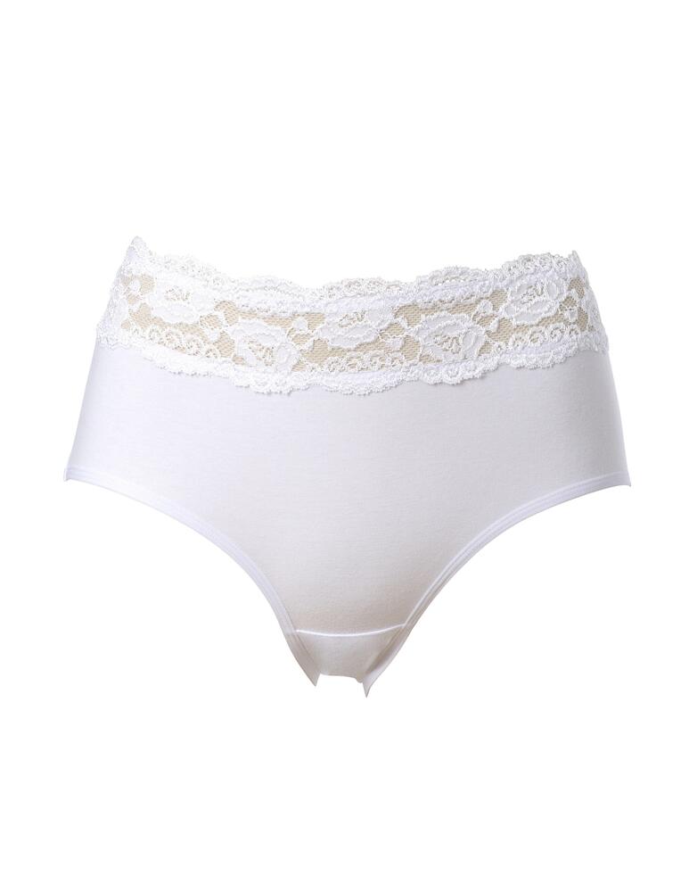 Trofe Lace Trimmed Midi Briefs Trusser 2P Hvid bomuld Small Dame