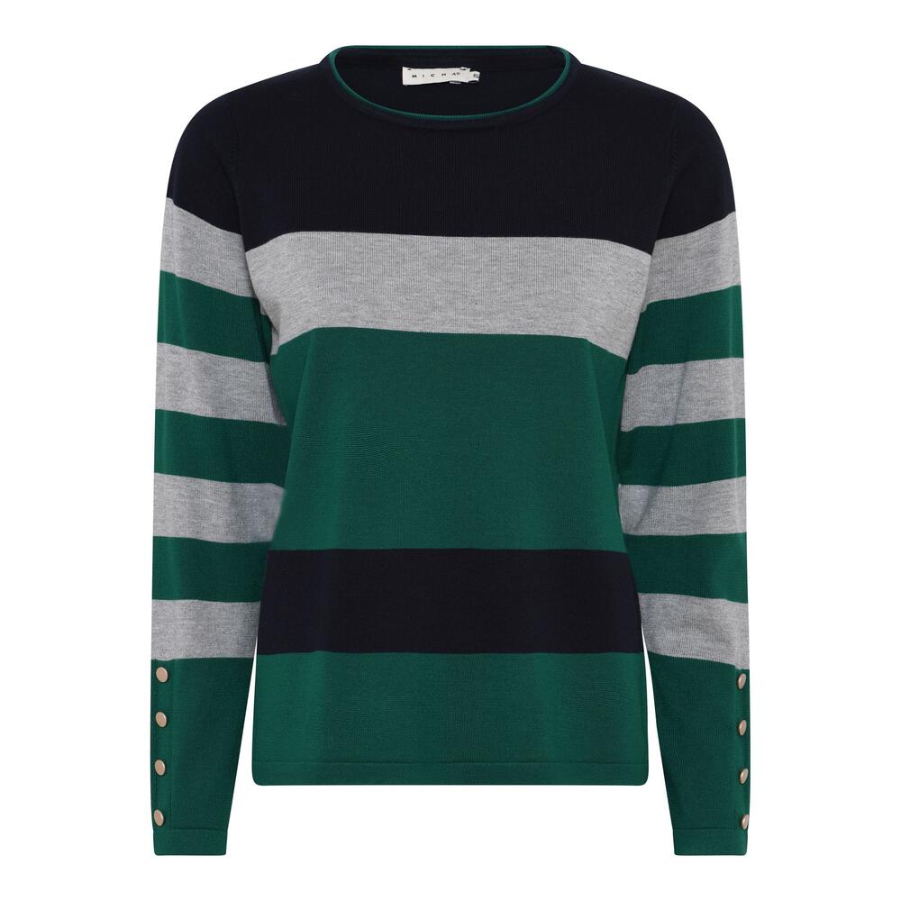 Jumper - Strik - Stripe - Green/Navy - Micha