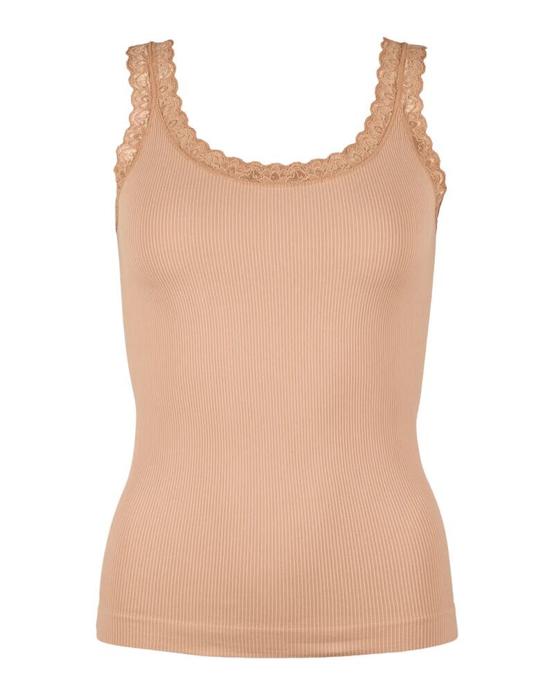 Frida rib top m/blonde - Nude - L/XL - Tim & Simonsen