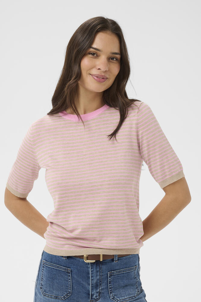Pullover - Strik - KAlizza Narrow - Sand/Lyserød - KAFFE