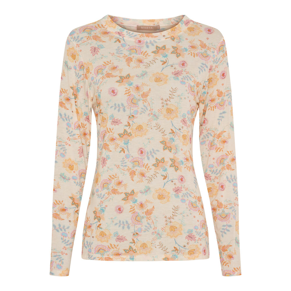 Langærmet T-shirt - Elissa - Beige - Marta du Château billede