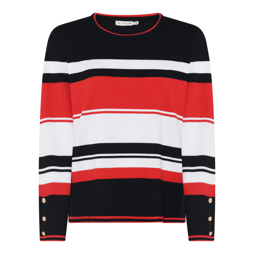 Bluse - Strik - Navy/Rød - Micha