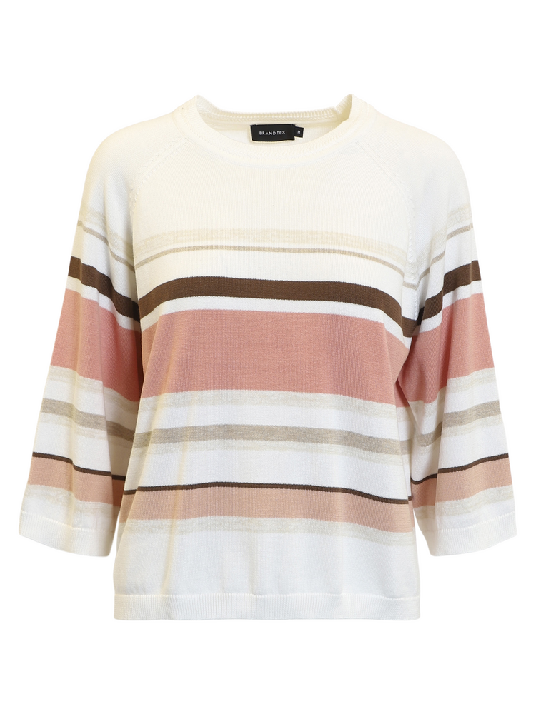 Pullover - Strik - Coral/Off White - Brandtex