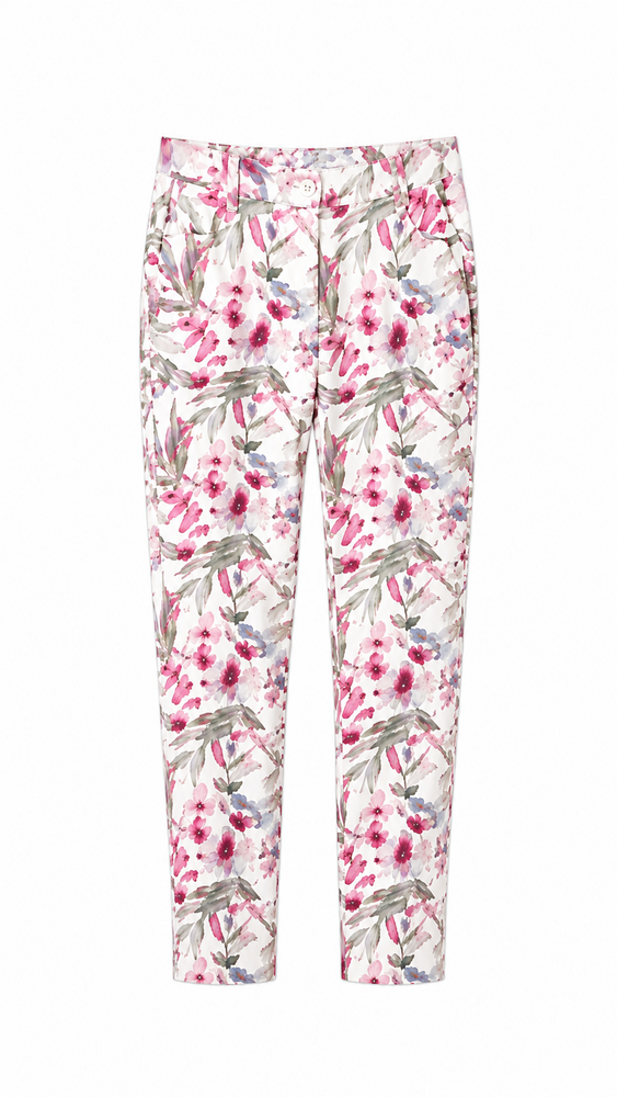 Jeans - Angelika Jump In Slim 7/8 - Rosa/Blomster - Anna Montana