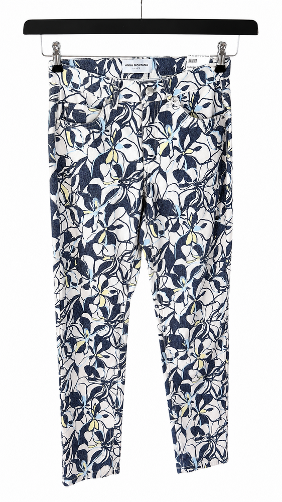 Jeans - Angelika Slim Fit 7/8 - Blå/Blomster - Anna Montana