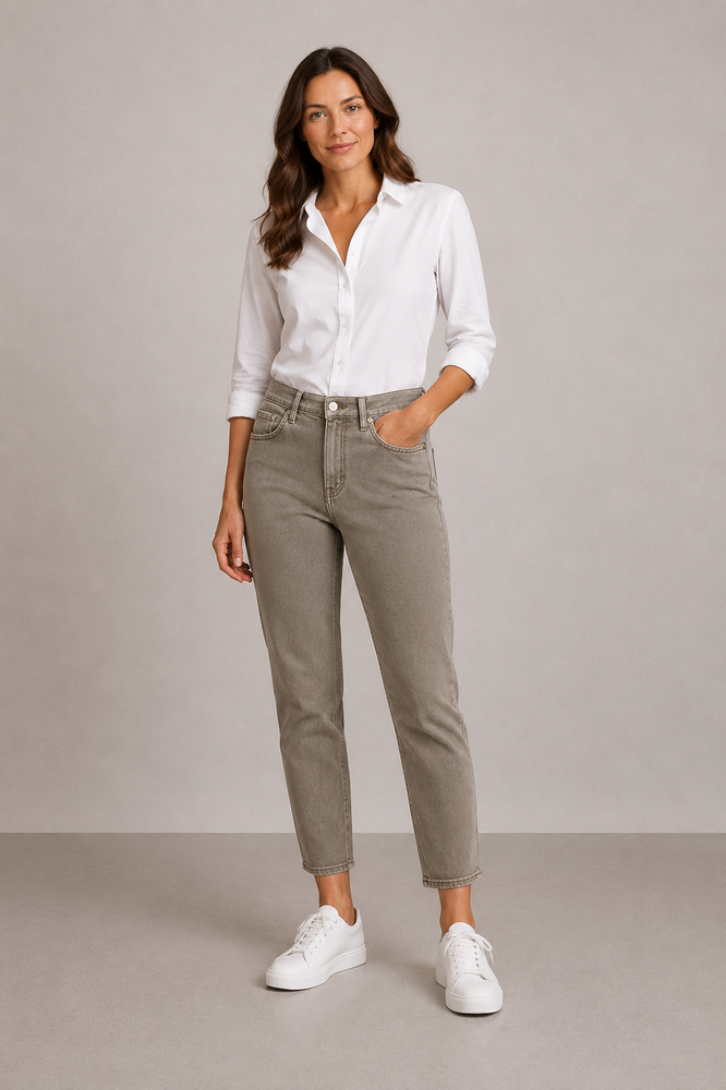 Jeans - Angelika Slim Fit 7/8 - Lys oliven - Anna Montana