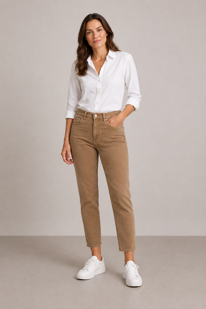 Jeans - Angelika Slim Fit 7/8 - Sand - Anna Montana