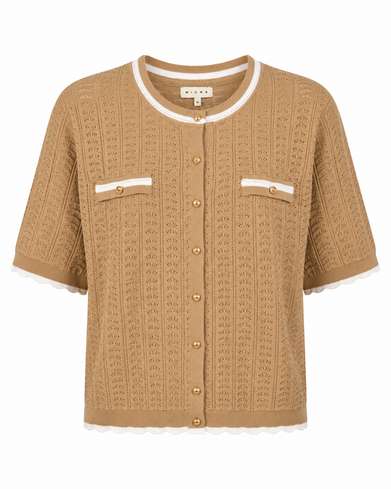 Cardigan - 144 227 - Sand/Hvid - Micha