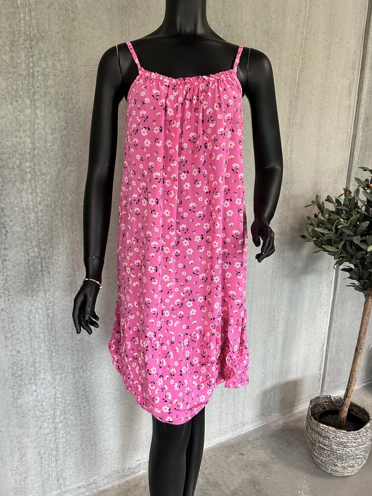 Stropkjole - Blomstret - Pink - Vanting