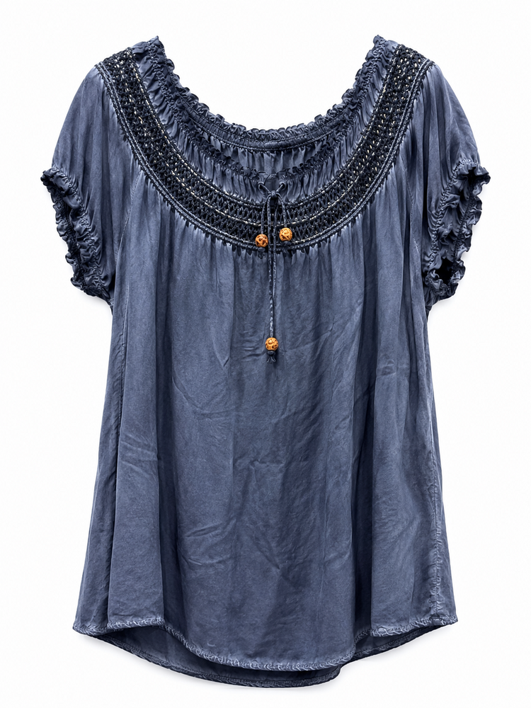 Bluse - 9005-2-3 - Blå - Italy Moda