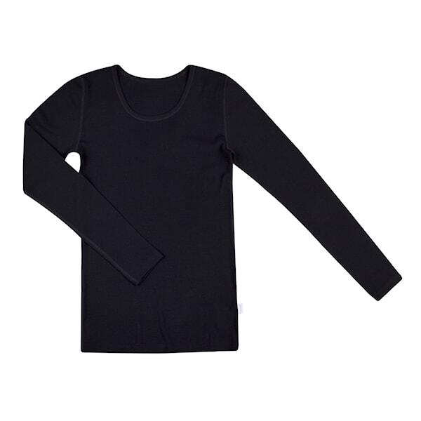 Uld Langærmet T-shirt - Merino - Sort - Joha