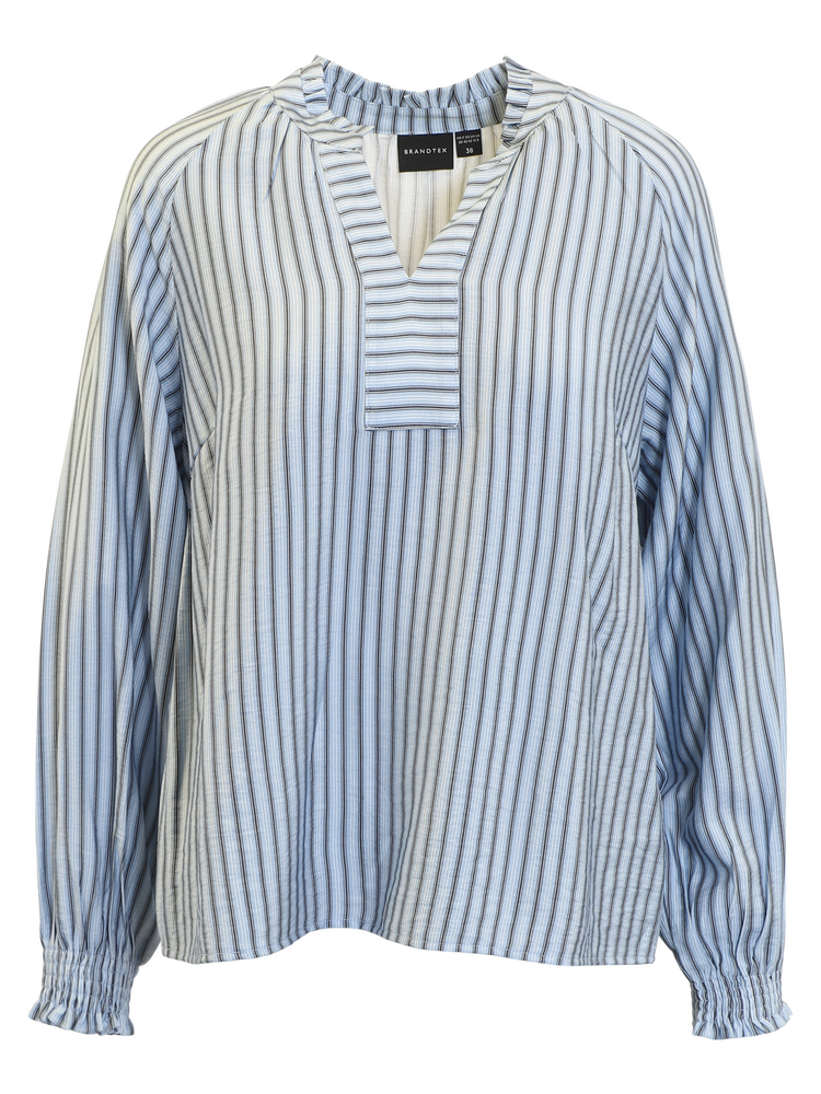 Bluse - 320-60012 - Stribet/Lyseblå - Brandtex