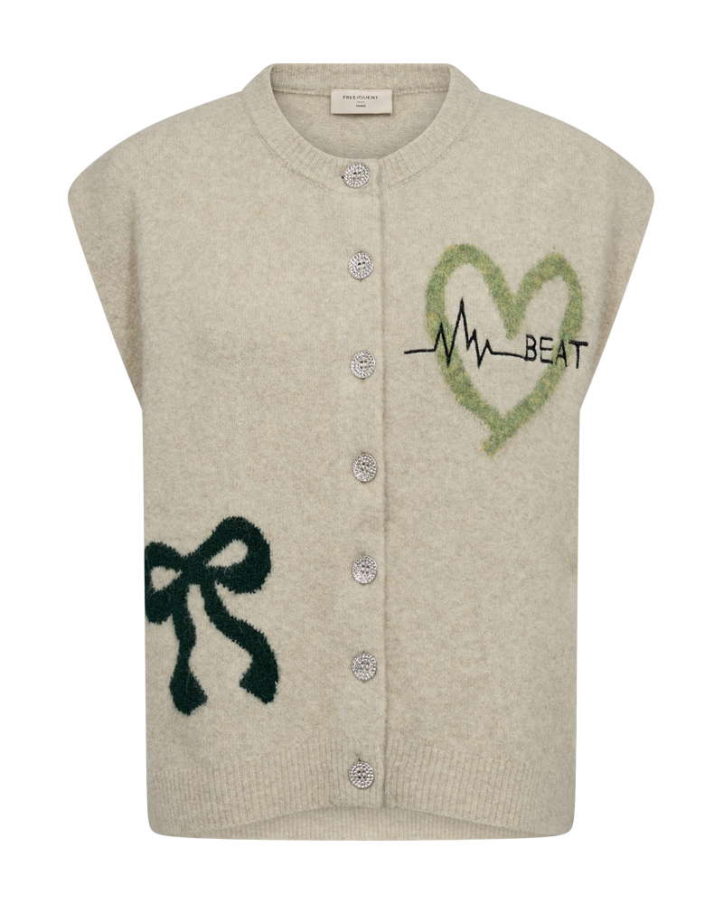 Vest - FQnomas - Beige/Grøn - FREEQUENT