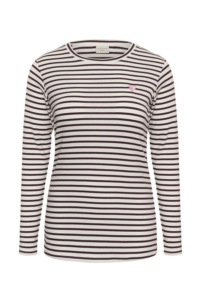 Bluse - KClia - Brun/hvid stribet - KAFFE curve