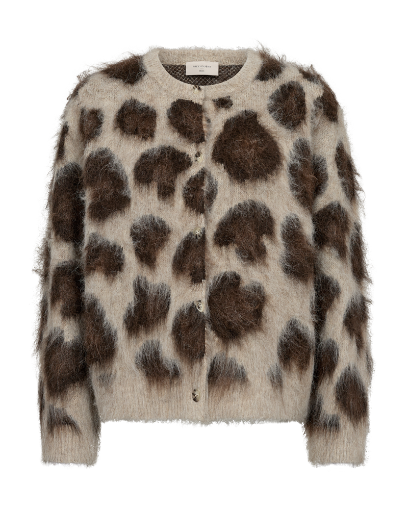 Strik cardigan - FQLippi - Mønsteret brun/sand - FREEQUENT