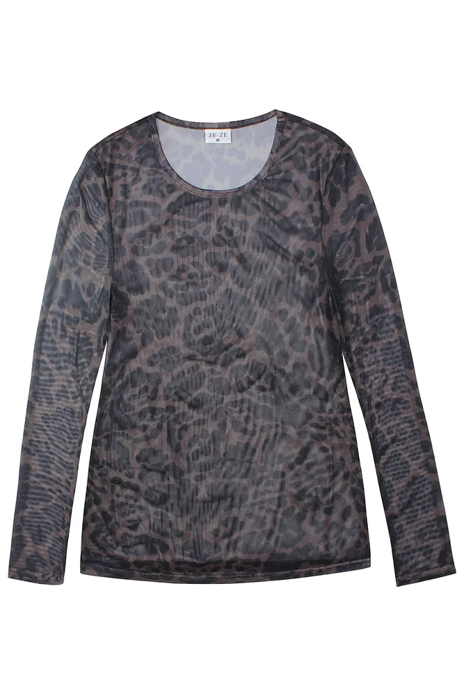 Bluse mesh - Hedda 269 - Mønsteret Brun/sort - ZE-ZE