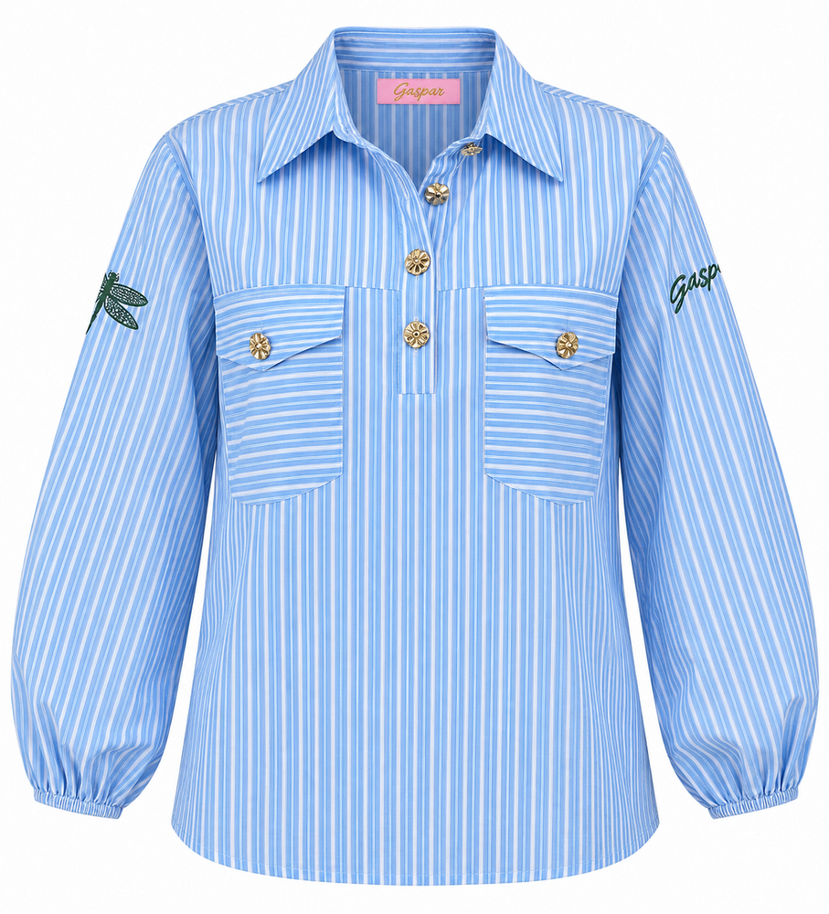 Bluse - Aarhus Stripe - Stribet Blå/Hvid - Gaspar