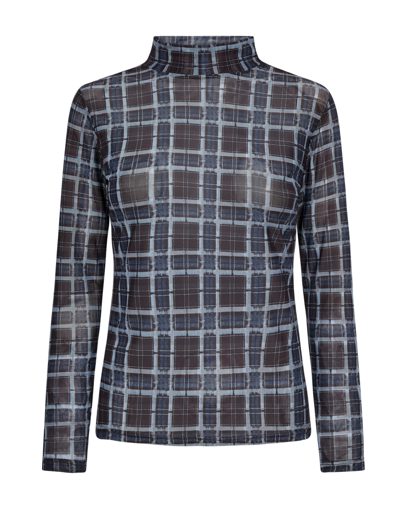 Bluse mesh - FQPlady - Ternet brun/blå - FREEQUENT