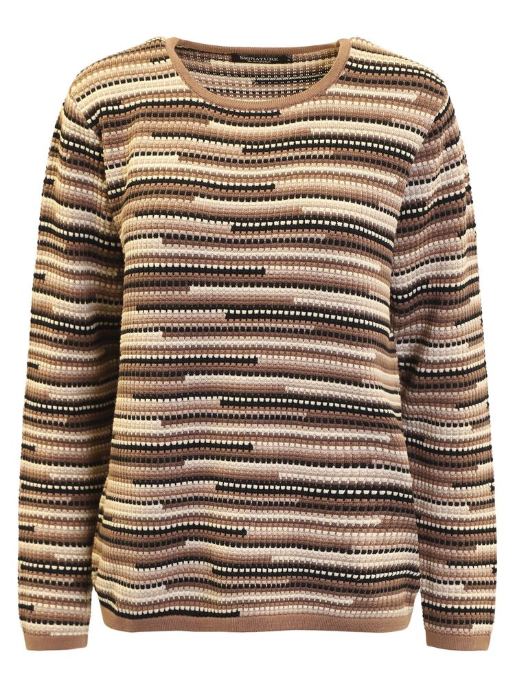 Pullover - Strik - 360-40066 - Brun/Beige/Sort - Signature