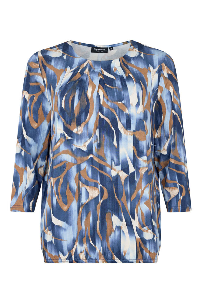3/4 Bluse - 360-40037 - Blå/Brun - Signature