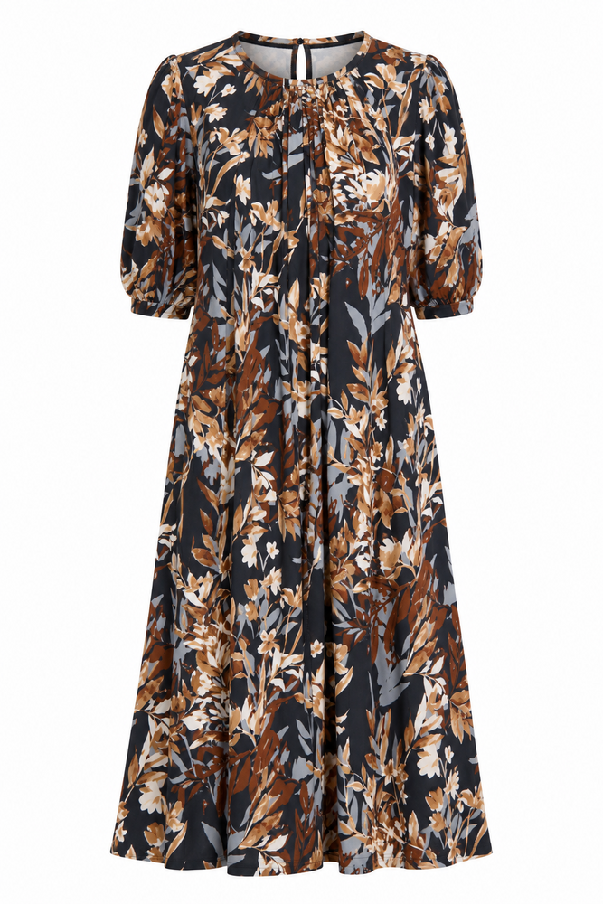 Kjole - Lucette - Blomsteret Sort/brun - iN FRONT