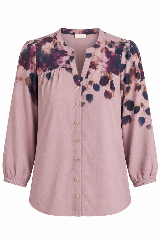 Bluse - Poet - Blomsteret Rosa - iN FRONT